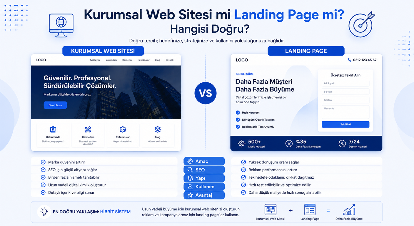 Kurumsal Web Sitesi mi Landing Page mi? Hangisi Doğru?